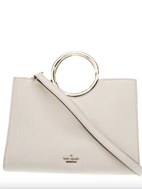 Kate Spade White Leather Sam Leather Crossbody Tote Gold Handles